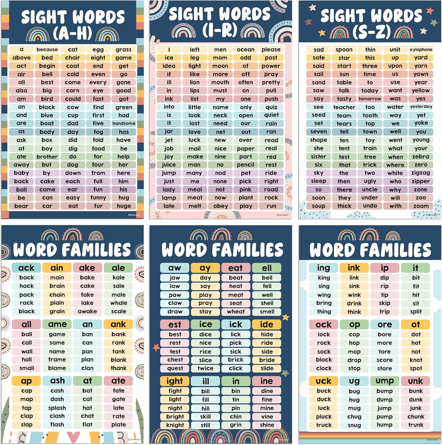 Decorably 6 Sight Words Chart for Wall - 11x17in Algeria | Ubuy